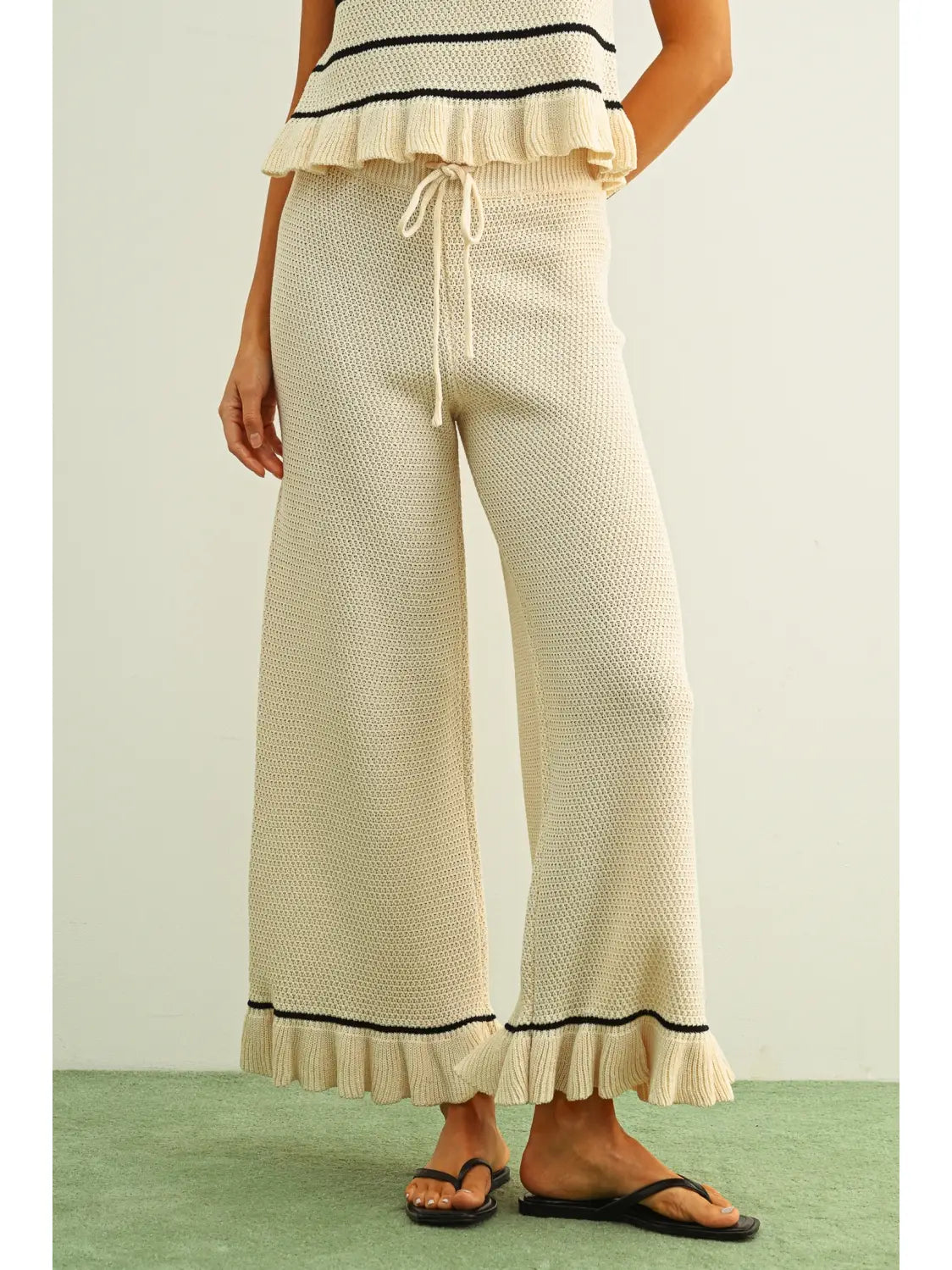 Ruffled Hem Knit Pants