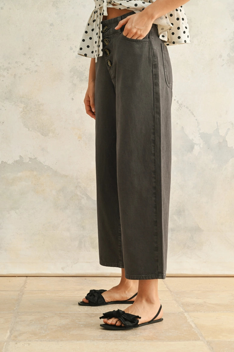 Button Front Cotton Pants