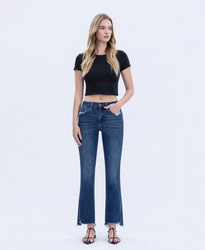 Frayed Hem Flare Jeans