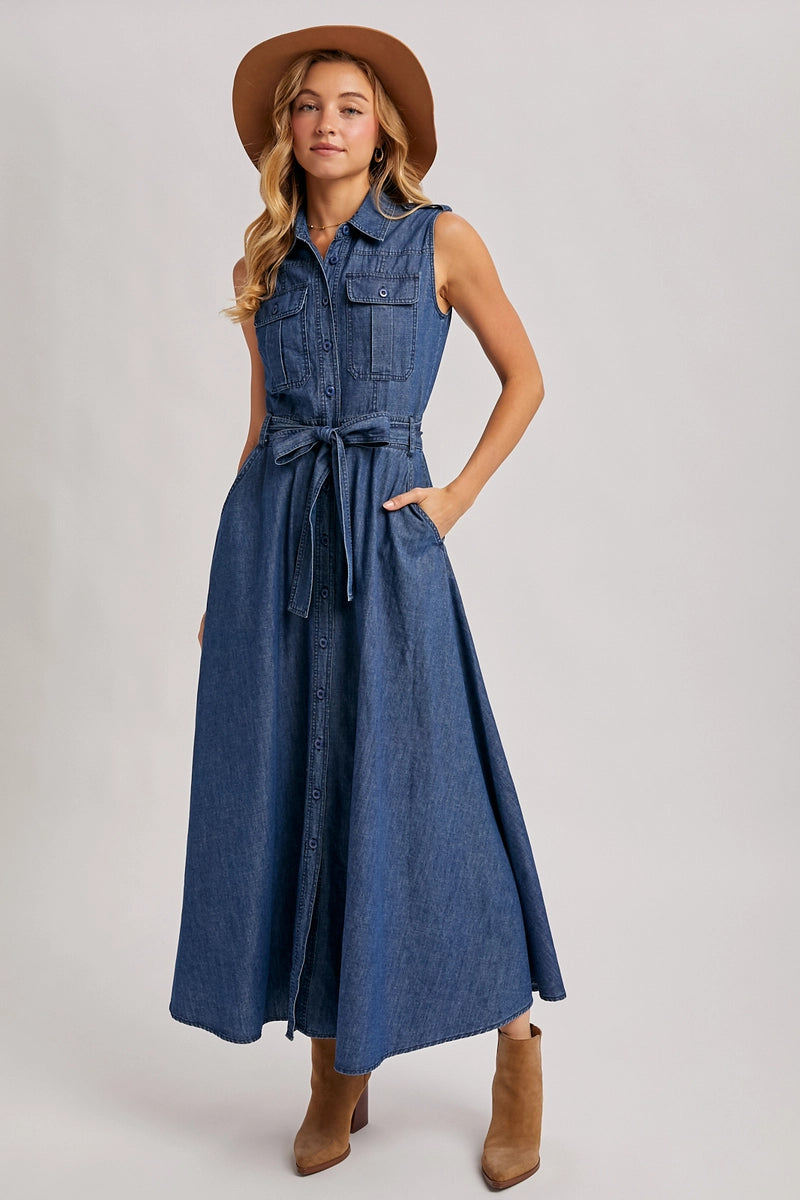 Denim Maxi Dress DK Denim / MEDIUM Denim Maxi Dress DK Denim / MEDIUM