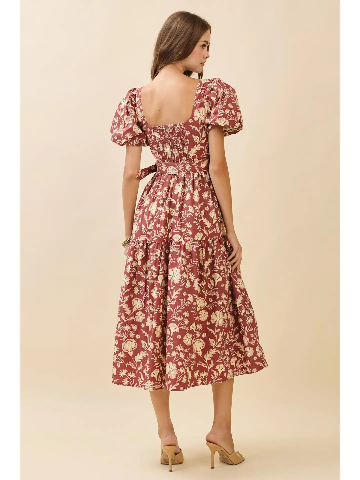 Belted Floral Midi Dress