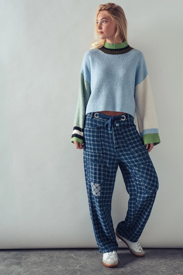 Colorblock Cropped Sweater
