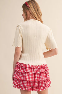 Scalloped Pointelle Cardigan