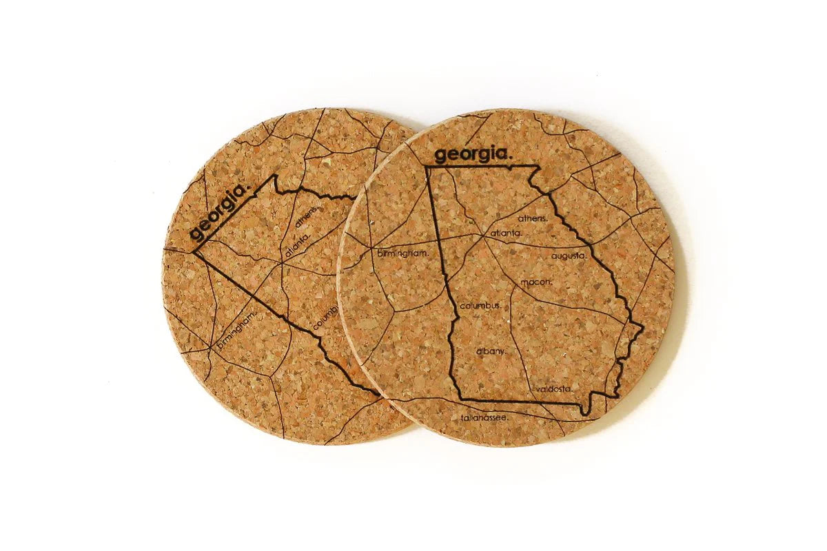 Georgia Map Cork Coasters