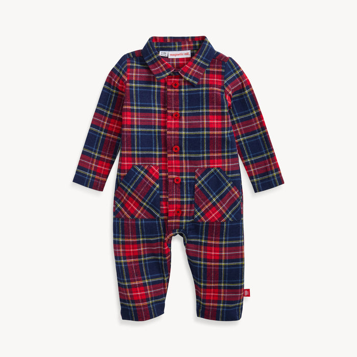Flannel Patch Pocket Romper