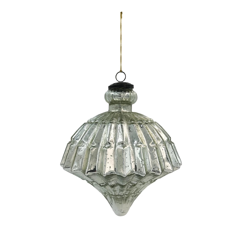Mercury Glass Pleated Ornament