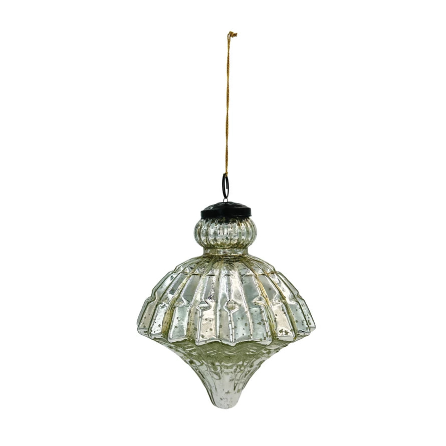 Mercury Glass Pleated Ornament
