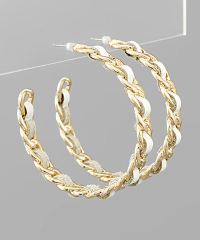 Leather Chain Hoops