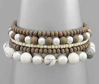 Pearl and Stone Layered Bracelet