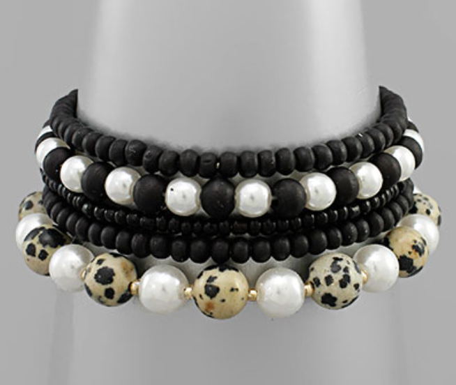 Pearl and Stone Layered Bracelet