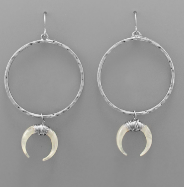 Wrapped Horn Circle Earrings