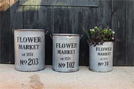 Round Metal Flower Buckets