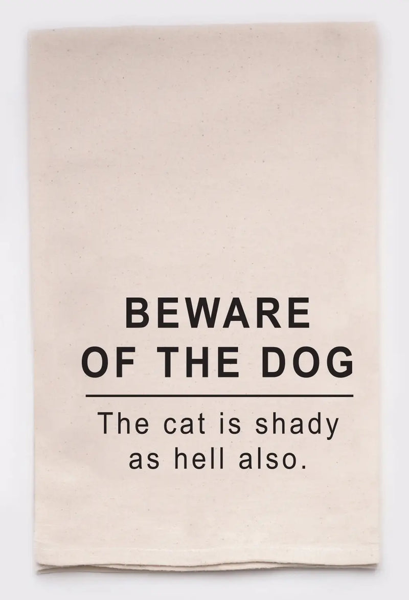 Beware Dog Tea Towel