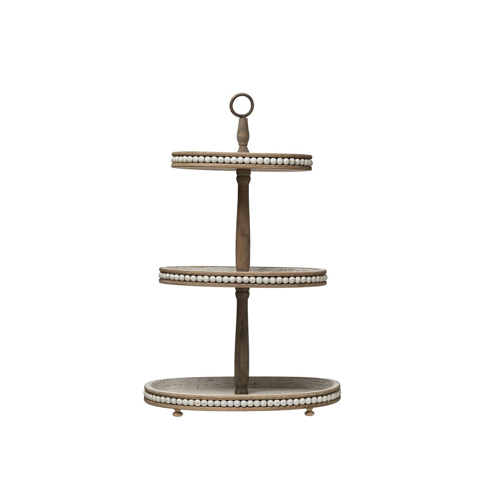 Decorative Oval Wood 3-Tier