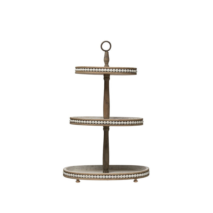 Decorative Oval Wood 3-Tier